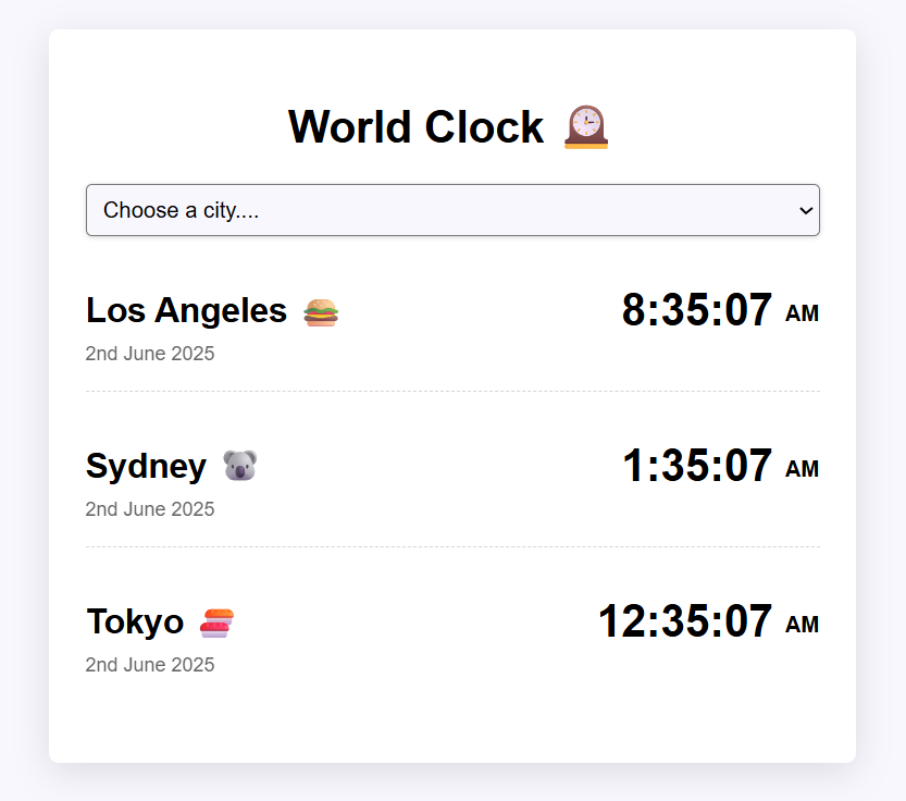 Abi's World clock app
